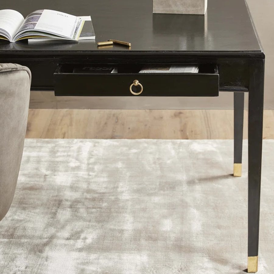 EMS Skrivebord i Sort Malet Massiv Mangotræ med 2 Skuffer fra Nordal | 140x70x78, 179x90x77 cm | Flere Størrelser hos uniquebeds, home & living - Billede 8