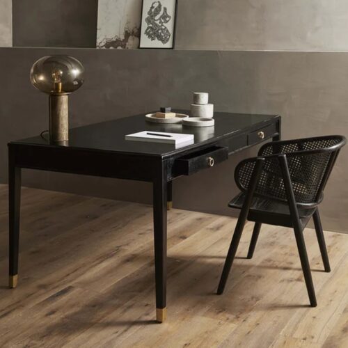 EMS Skrivebord i Sort Malet Massiv Mangotræ med 2 Skuffer fra Nordal | 140x70x78, 179x90x77 cm | Flere Størrelser hos uniquebeds, home & living - Billede 9