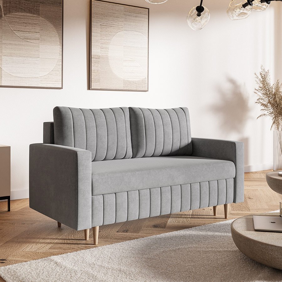 Komfort Model 1 Polstret 2-Personers Sofa Med Opbevaring og Sovefunktion Fra CozyQuilt Furniture | Håndlaves i Møbelstof, Fløjl, Velour & Læder - Billede 2