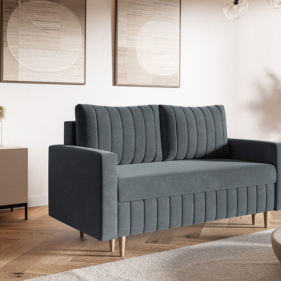 Komfort Model 1 Polstret 2-Personers Sofa Med Opbevaring og Sovefunktion Fra CozyQuilt Furniture | Håndlaves i Møbelstof, Fløjl, Velour & Læder - Billede 3