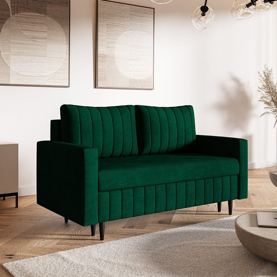Komfort Model 1 Polstret 2-Personers Sofa Med Opbevaring og Sovefunktion Fra CozyQuilt Furniture | Håndlaves i Møbelstof, Fløjl, Velour & Læder - Billede 5