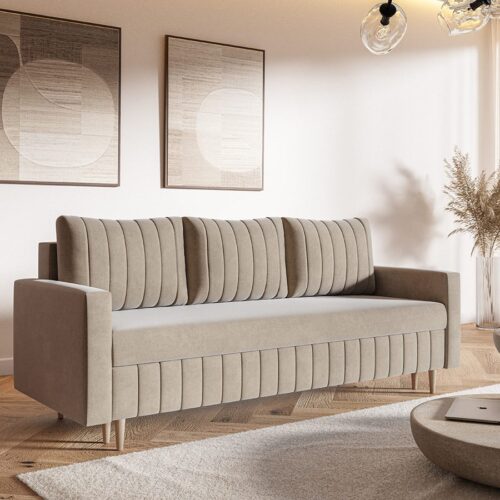 Komfort Model 1 Polstret 3-Personers Sofa Med Opbevaring og Sovefunktion Fra CozyQuilt Furniture | Håndlaves i Møbelstof, Fløjl, Velour & Læder - Billede 2
