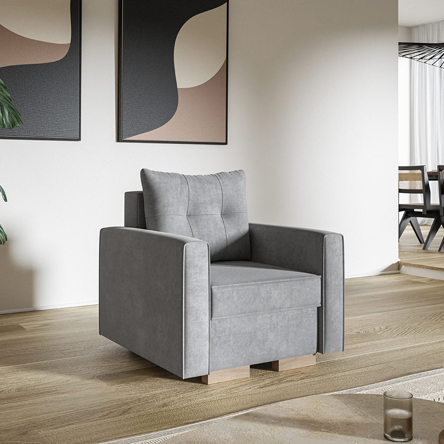 Komfort Model 2 Polstret 1-Personers Sofa Fra CozyQuilt Furniture | Håndlaves i Møbelstof, Fløjl, Velour & Læder - Billede 3