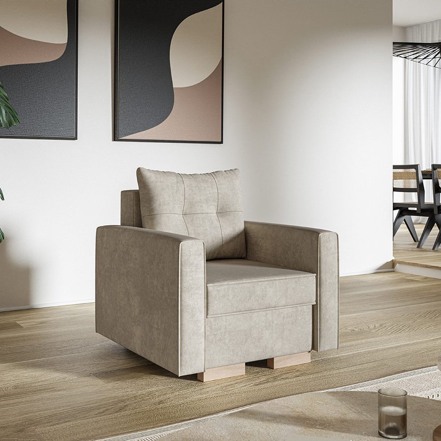 Komfort Model 2 Polstret 1-Personers Sofa Fra CozyQuilt Furniture | Håndlaves i Møbelstof, Fløjl, Velour & Læder - Billede 4