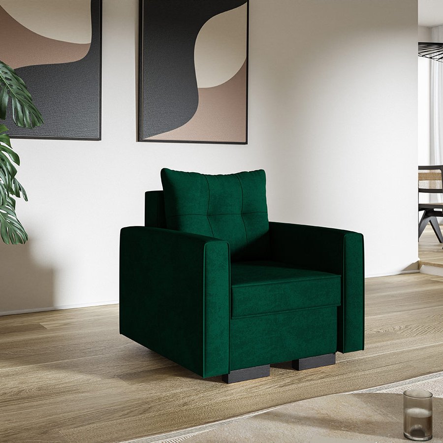 Komfort Model 2 Polstret 1-Personers Sofa Fra CozyQuilt Furniture | Håndlaves i Møbelstof, Fløjl, Velour & Læder - Billede 5