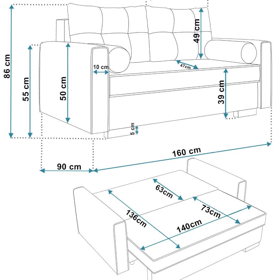 Komfort Model 2 Polstret 2-Personers Sofa Fra CozyQuilt Furniture | Håndlaves i Møbelstof, Fløjl, Velour & Læder - Billede 2