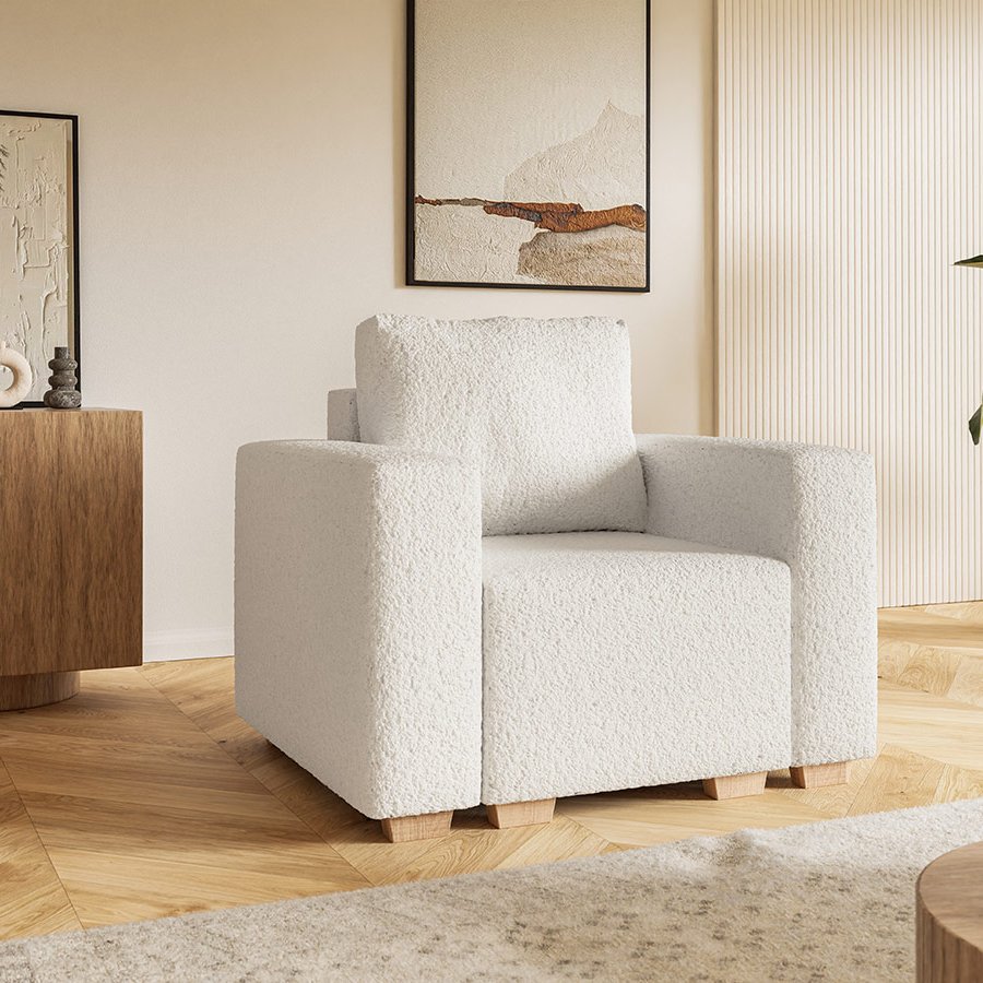 Komfort Model 3 Polstret 1-Personers Sofa Fra CozyQuilt Furniture | Håndlaves i Møbelstof, Fløjl, Velour & Læder - Billede 2