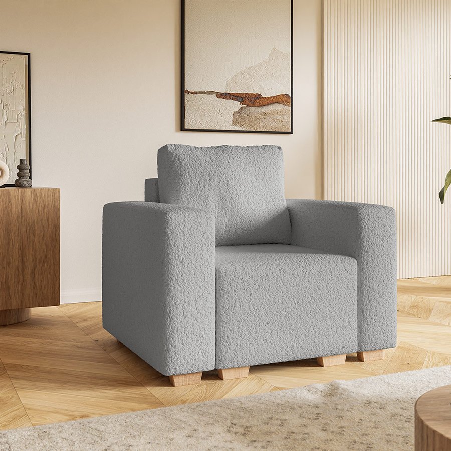 Komfort Model 3 Polstret 1-Personers Sofa Fra CozyQuilt Furniture | Håndlaves i Møbelstof, Fløjl, Velour & Læder - Billede 3