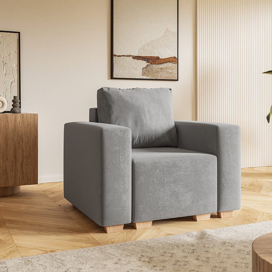 Komfort Model 3 Polstret 1-Personers Sofa Fra CozyQuilt Furniture | Håndlaves i Møbelstof, Fløjl, Velour & Læder - Billede 6