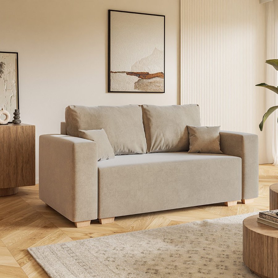 Komfort Model 3 Polstret 2-Personers Sofa Med Sovefunktion & Opbevaring Fra CozyQuilt Furniture | Håndlaves i Møbelstof, Fløjl, Velour & Læder - Billede 5