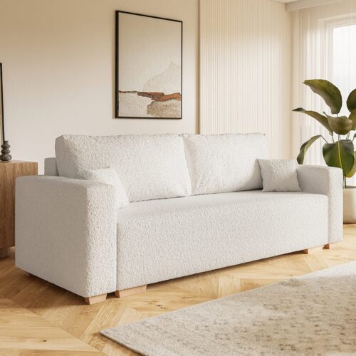 Komfort Model 3 Polstret 3-Personers Sofa Med Sovefunktion & Opbevaring Fra CozyQuilt Furniture | Håndlaves i Møbelstof, Fløjl, Velour & Læder - Billede 1