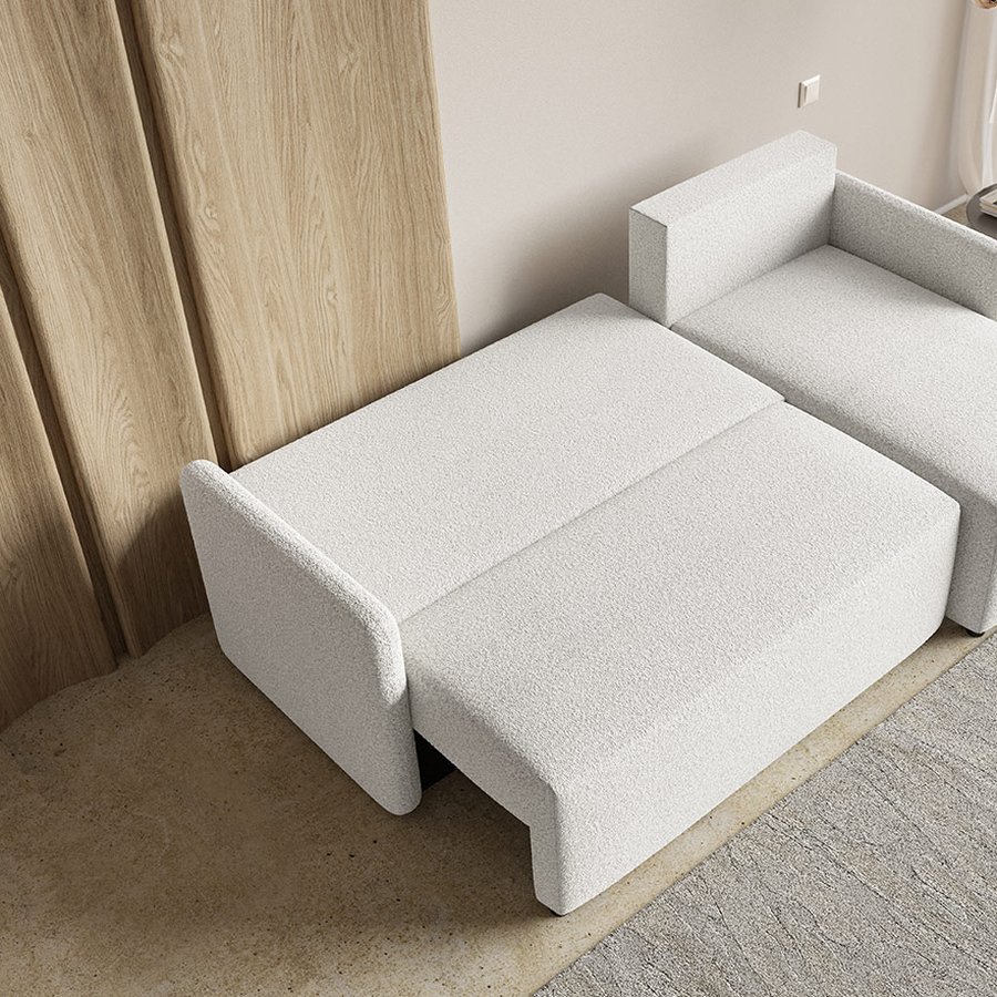 Komfort Model Hjørne Polstret 3-Personers Hjørnesofa Med Sovefunktion & Opbevaring Fra CozyQuilt Furniture | Håndlaves i Møbelstof, Fløjl, Velour & Læder - Billede 1