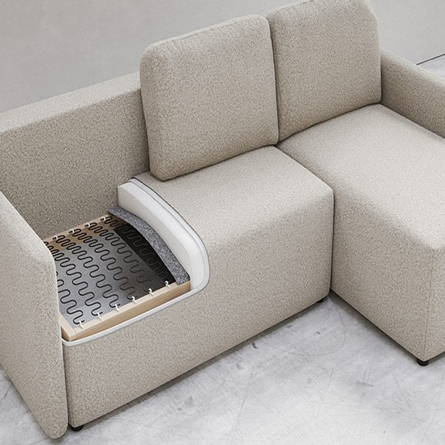 Komfort Model Hjørne Polstret 3-Personers Hjørnesofa Med Sovefunktion & Opbevaring Fra CozyQuilt Furniture | Håndlaves i Møbelstof, Fløjl, Velour & Læder - Billede 3
