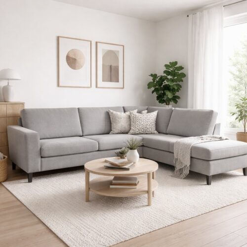 Pan Sæt 3 OE Højrevendt Sofa med Chaiselong i Møbelstof fra Lexpo Living | 279x81/197x84 cm | Flere Farver hos uniquebeds, home & living - Billede 1