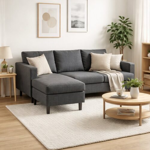 Stavanger Sæt 1 3D Sofa med Chaiselong i Møbelstof fra Lexpo Living | 194x85/148x82 cm | Flere Farver hos uniquebeds, home & living - Billede 1