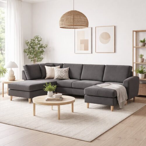 Wendy Sæt 4 U OE Venstrevendt Hjørnesofa med Chaiselong & Open end i Møbelstof fra Lexpo Living | 295x81/137/197x84 cm | Flere Farver hos uniquebeds, home & living - Billede 1
