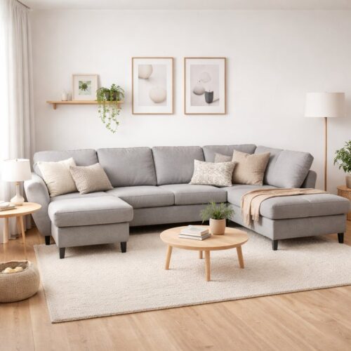 Wendy Sæt 5 U OE Højrevendt Hjørnesofa med Chaiselong & Open end i Møbelstof fra Lexpo Living | 295x81/137/197x84 cm | Flere Farver hos uniquebeds,home & living - Billede 1