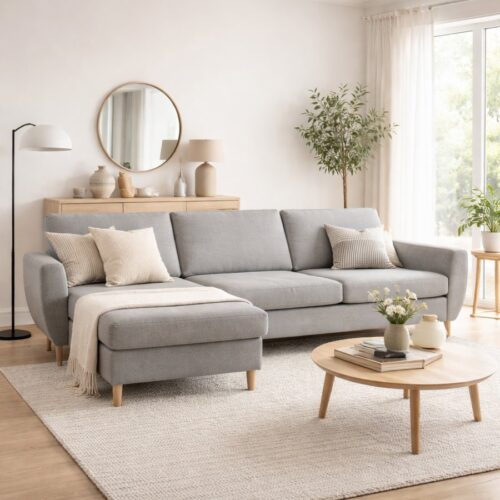 Wendy Sæt 8 3D XL Hjørnesofa med Chaiselong i Møbelstof fra Lexpo Living | 308x81/149x84 cm | Flere Farver