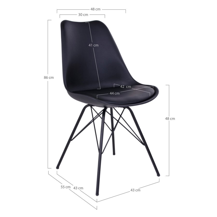 oslo-spisebordsstol-i-sort-fra-house-nordic-48x55x84cm-1001001-9 Oslo Spisebordsstol Sort