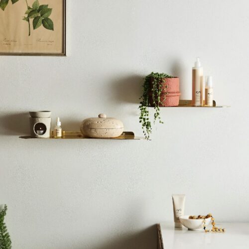 FANOE Hylde i Metal med Guld Finish fra Nordal | 52x11x2 cm