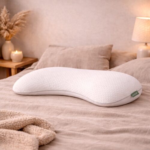 Relaxy Moon Hovedpude i Memoryskum omfavnet af inderbetræk i 100% Bomuld og yderbetræk i polyester/viskose | 68x35x9 cm.