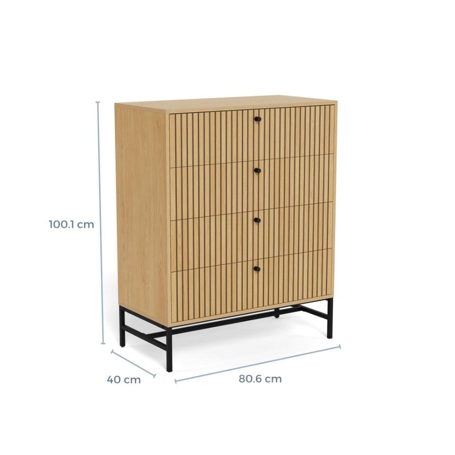 Albany Kommode Egetræ Lamel Front Stel