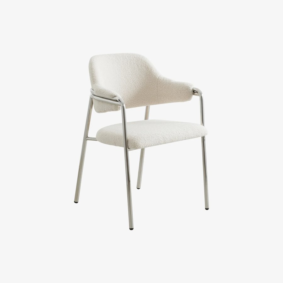 ALBERT Stol i Off White Møbelstof med Rustfri Stålstel fra Nordal | 59x56x84 cm hos uniquebeds, home & living - Billede 1