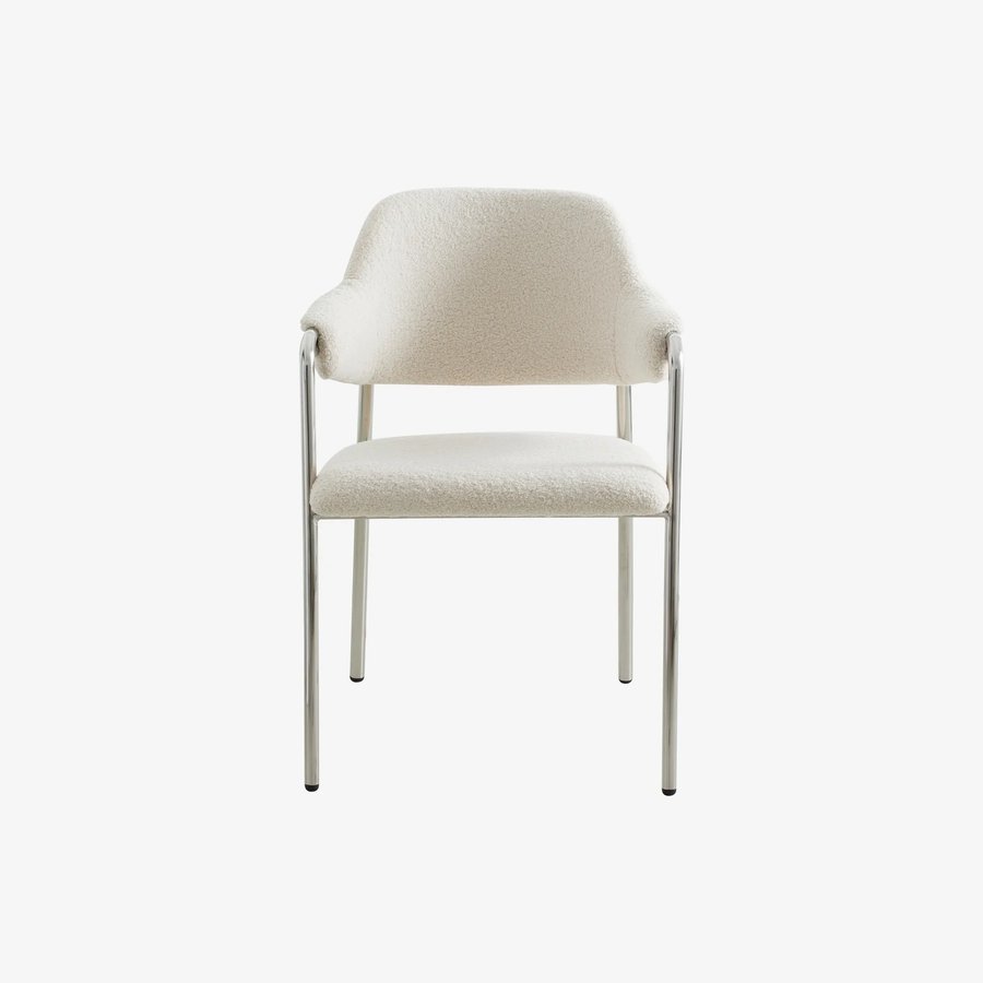 ALBERT Stol i Off White Møbelstof med Rustfri Stålstel fra Nordal | 59x56x84 cm hos uniquebeds, home & living - Billede 2
