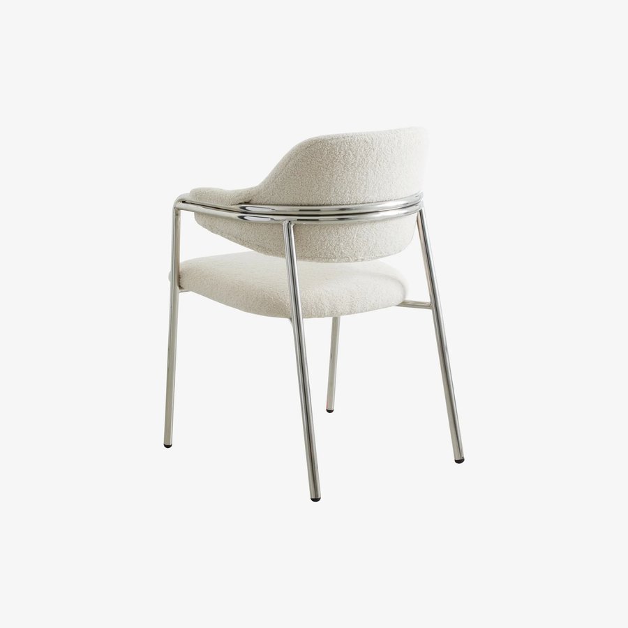 ALBERT Stol i Off White Møbelstof med Rustfri Stålstel fra Nordal | 59x56x84 cm hos uniquebeds, home & living - Billede 3