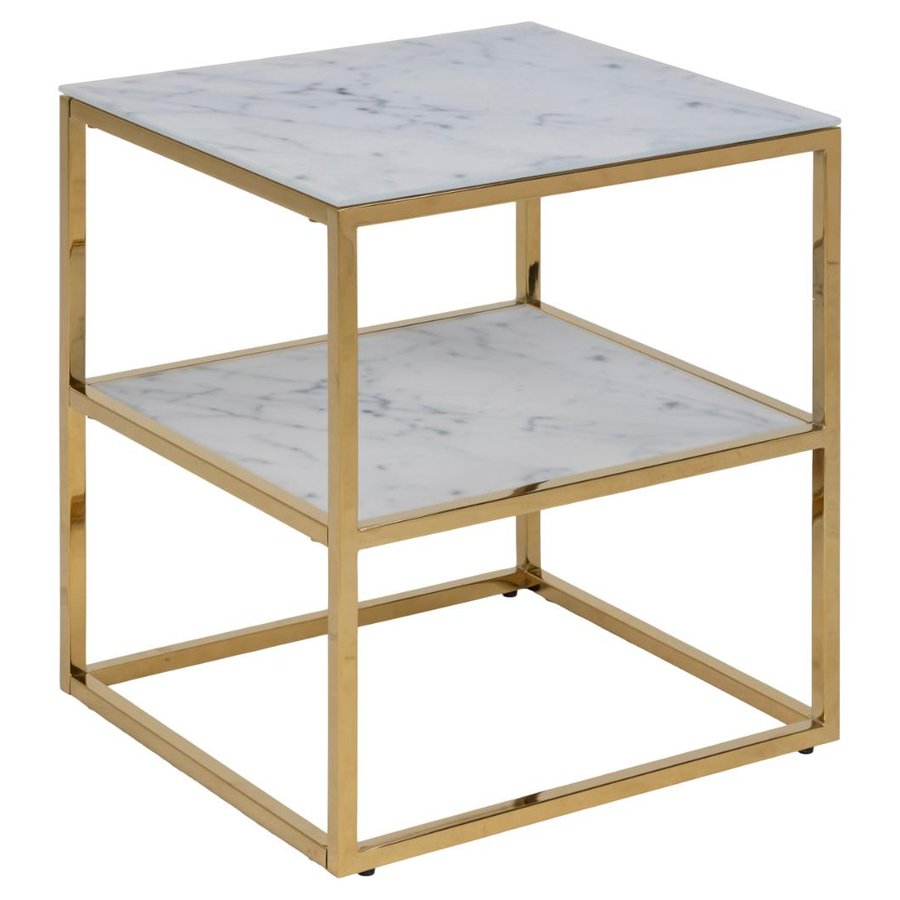 Alisma Natbord Hvid Glas Stel Gylden