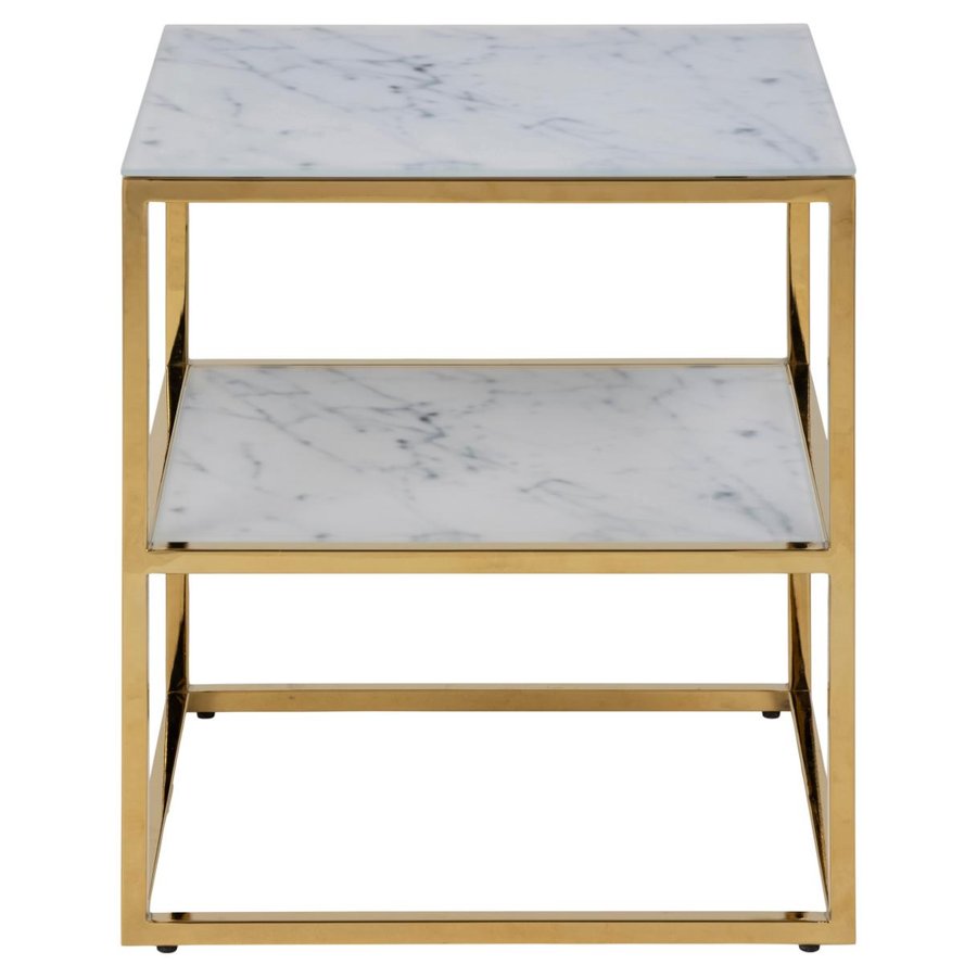 Alisma Natbord Hvid Glas Stel Gylden