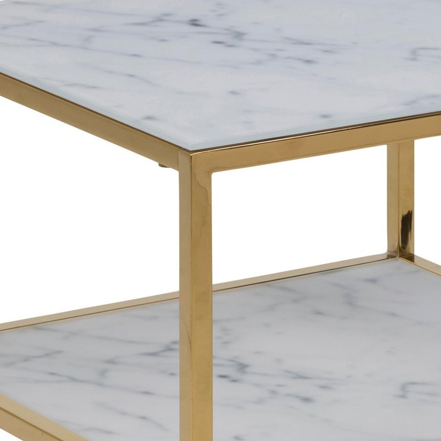 Alisma Natbord Hvid Glas Stel Gylden
