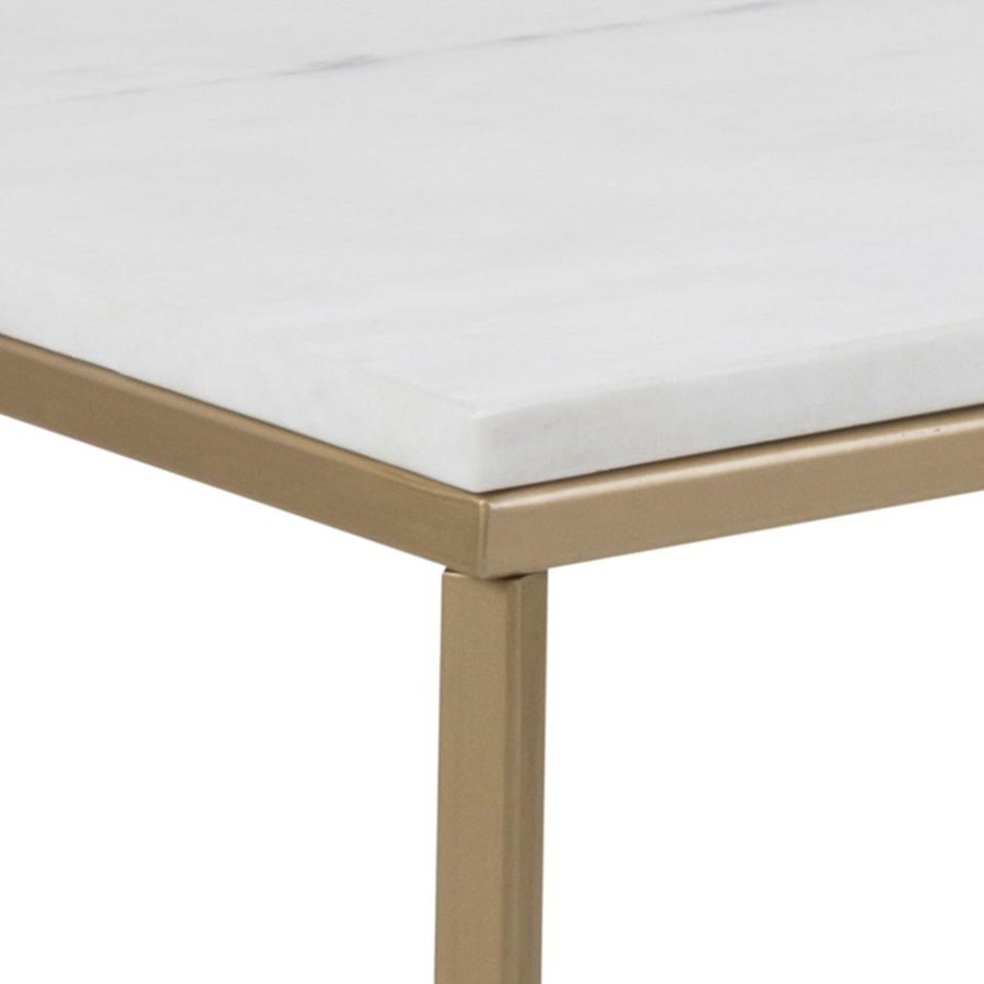 Alisma Sofabord Hvid Marmor Stel Messing