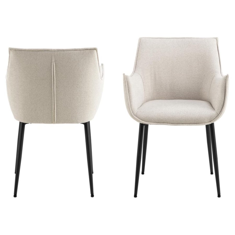 Bonita Spisebordsstol Beige Stof Armlæn Stel