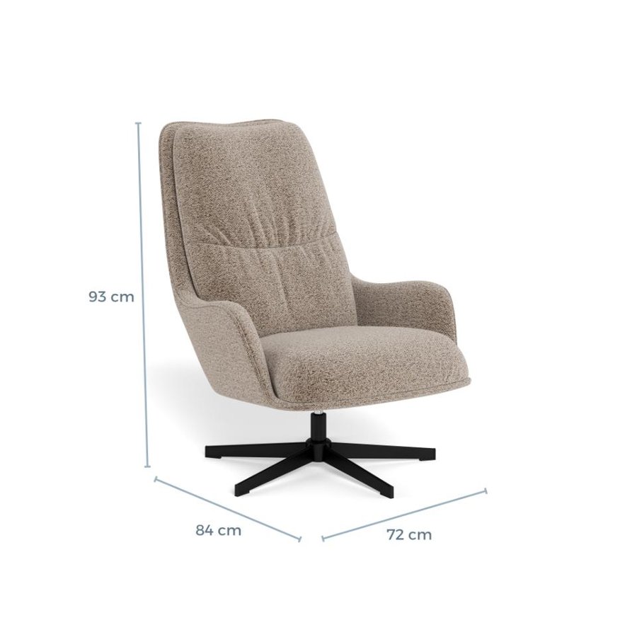 Bosley Lounge Stol Beige Stof Armlæn