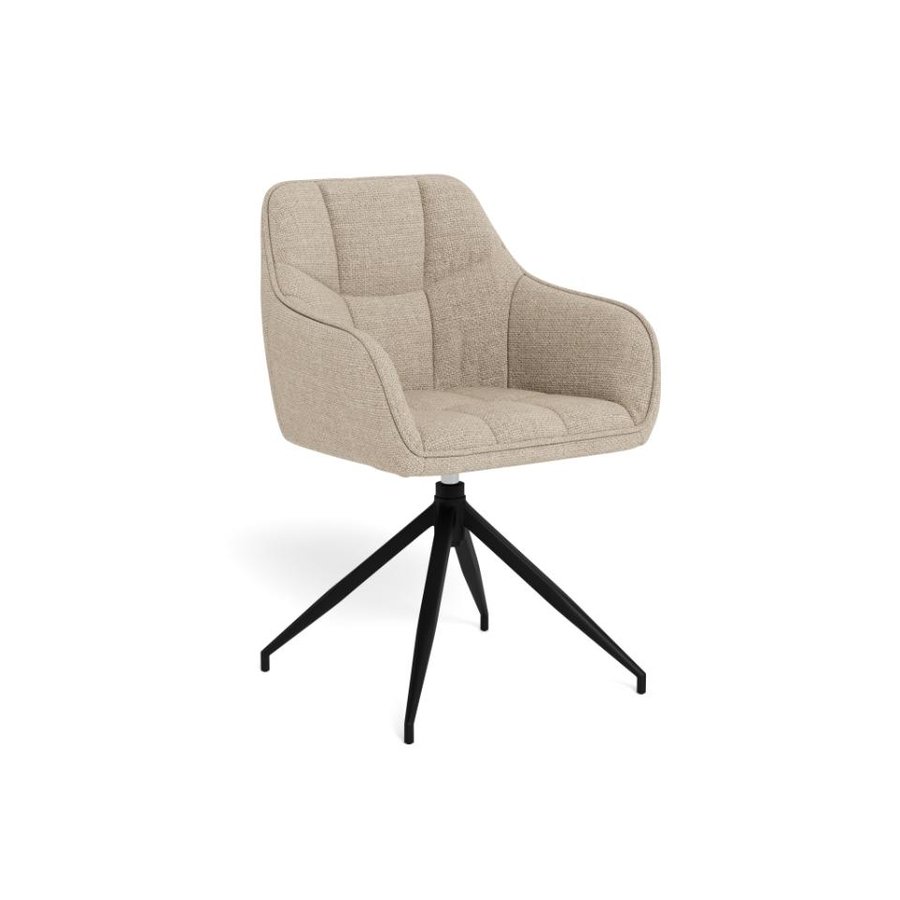 Brenda Spisebordsstol Beige Stof Armlæn Drejefunktion