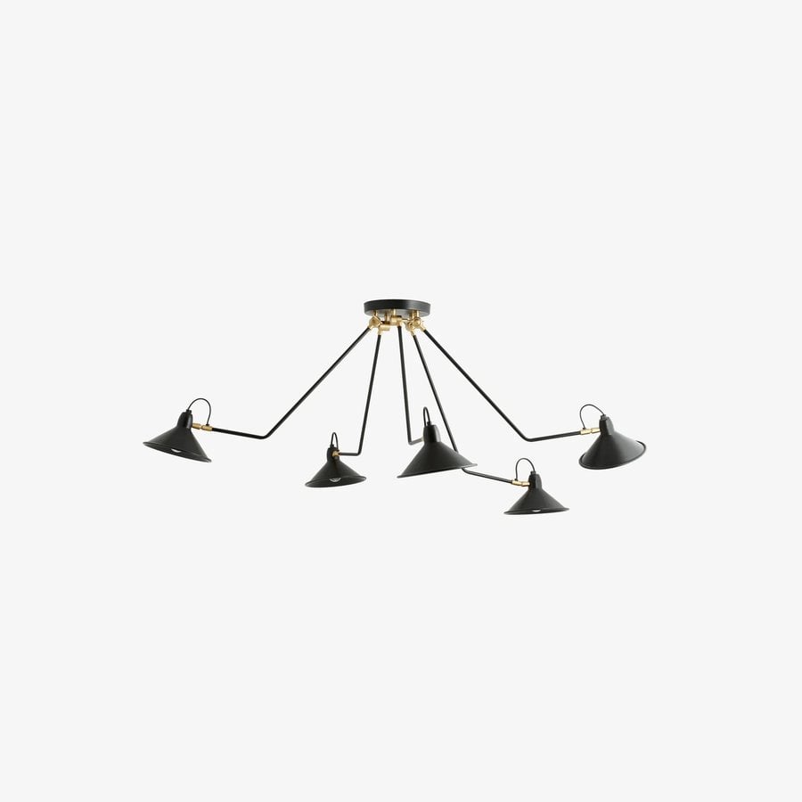 brimo-pendel-i-sortlakeret-mteal-med-messing-detaljer-5-arme-fra-norda-1 BRIMO Pendel i Sortlakeret Mteal med Messing Detaljer & 5 Arme fra Nordal | Sort, Guld hos uniquebeds, home & living - Billede 1