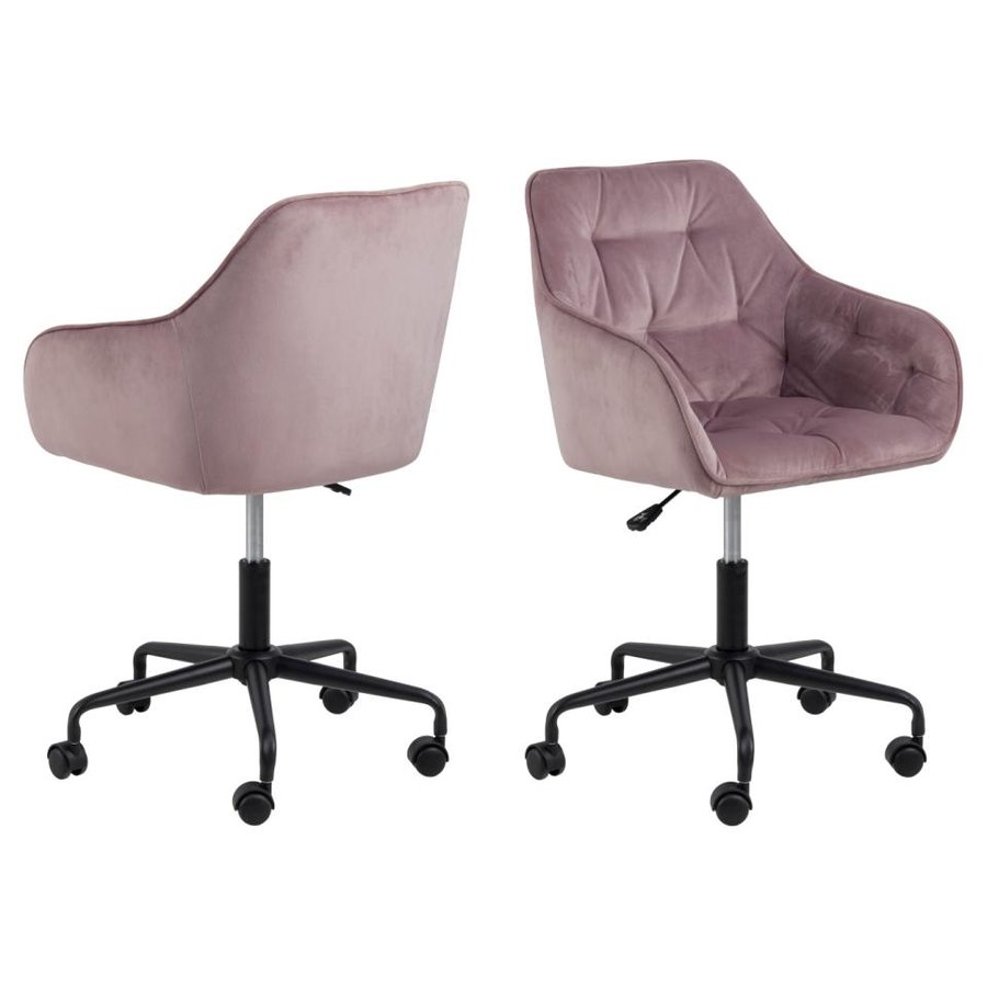 brooke-skrivebordsstol-i-dusty-rose-stof-med-armln-og-stel-i-sort-stl-0000088036-2 Brooke Skrivebordsstol Dusty Rose Stof Armlæn