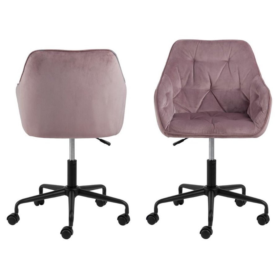 brooke-skrivebordsstol-i-dusty-rose-stof-med-armln-og-stel-i-sort-stl-0000088036-3 Brooke Skrivebordsstol Dusty Rose Stof Armlæn