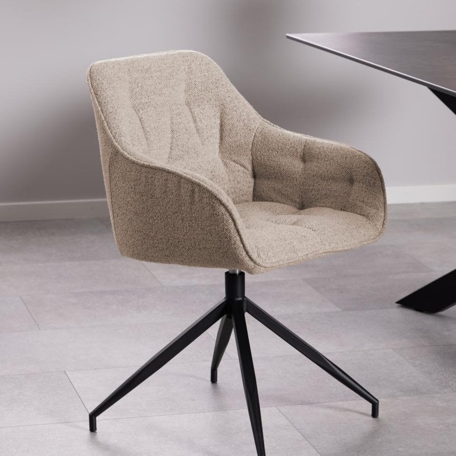 Brooke Spisebordsstol Beige Stof Drejefunktion Stel