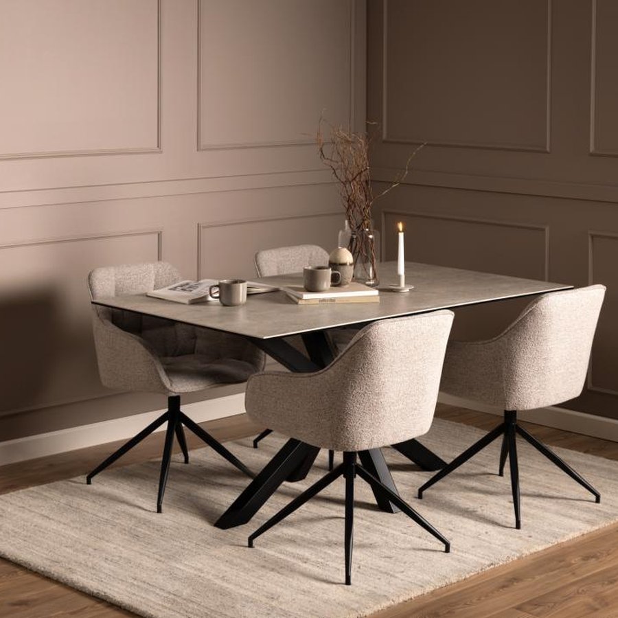 Brooke Spisebordsstol Beige Stof Drejefunktion Stel