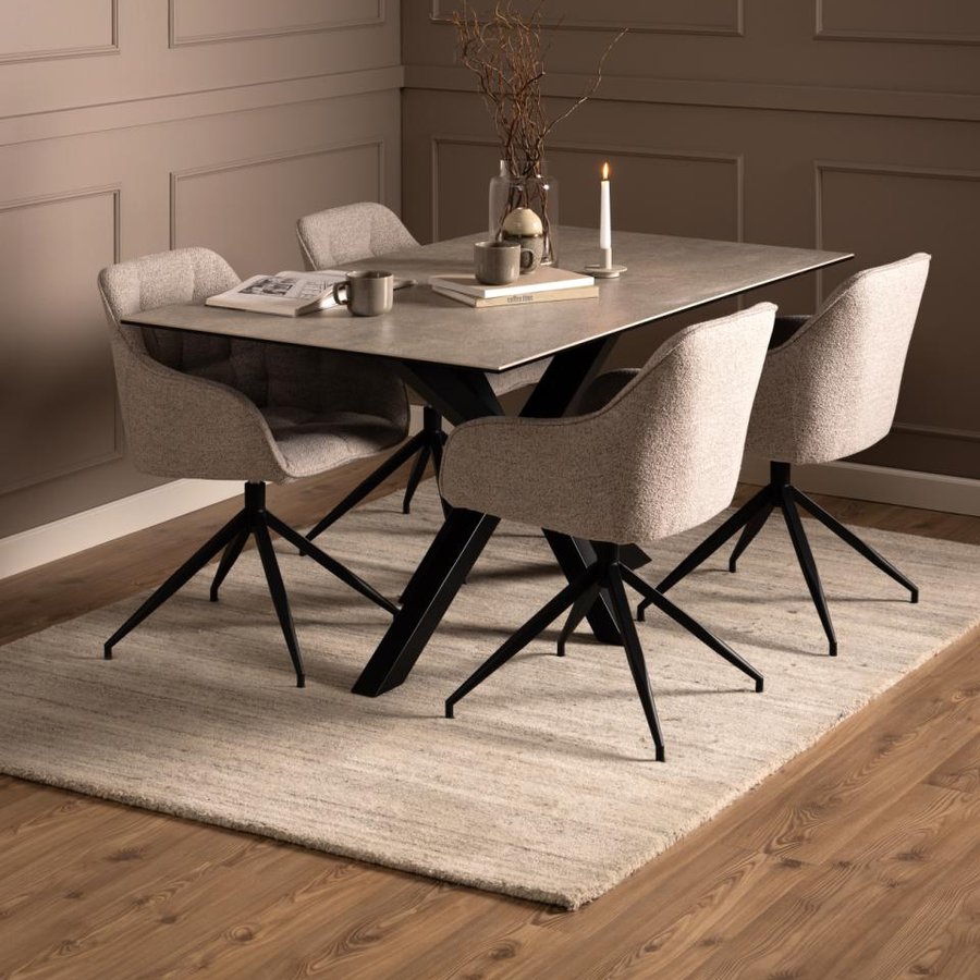 Brooke Spisebordsstol Beige Stof Drejefunktion Stel