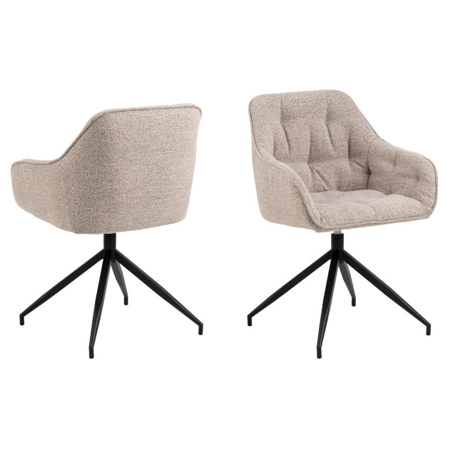 Brooke Spisebordsstol Beige Stof Drejefunktion Stel