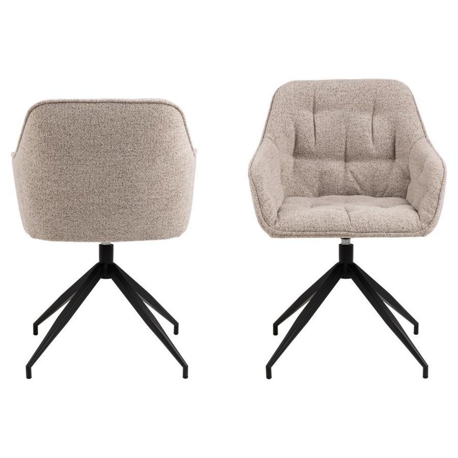 Brooke Spisebordsstol Beige Stof Drejefunktion Stel