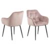 Brooke Spisebordsstol Dusty Rose Stof Armlæn