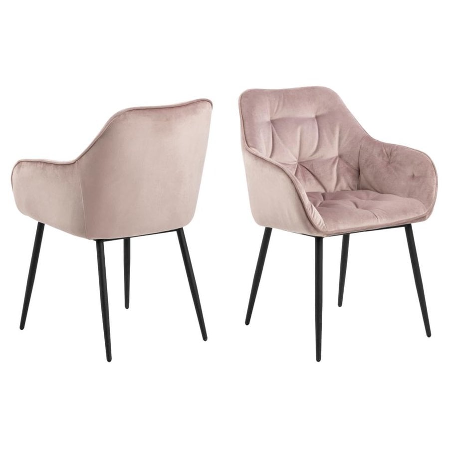 Brooke Spisebordsstol Dusty Rose Stof Armlæn