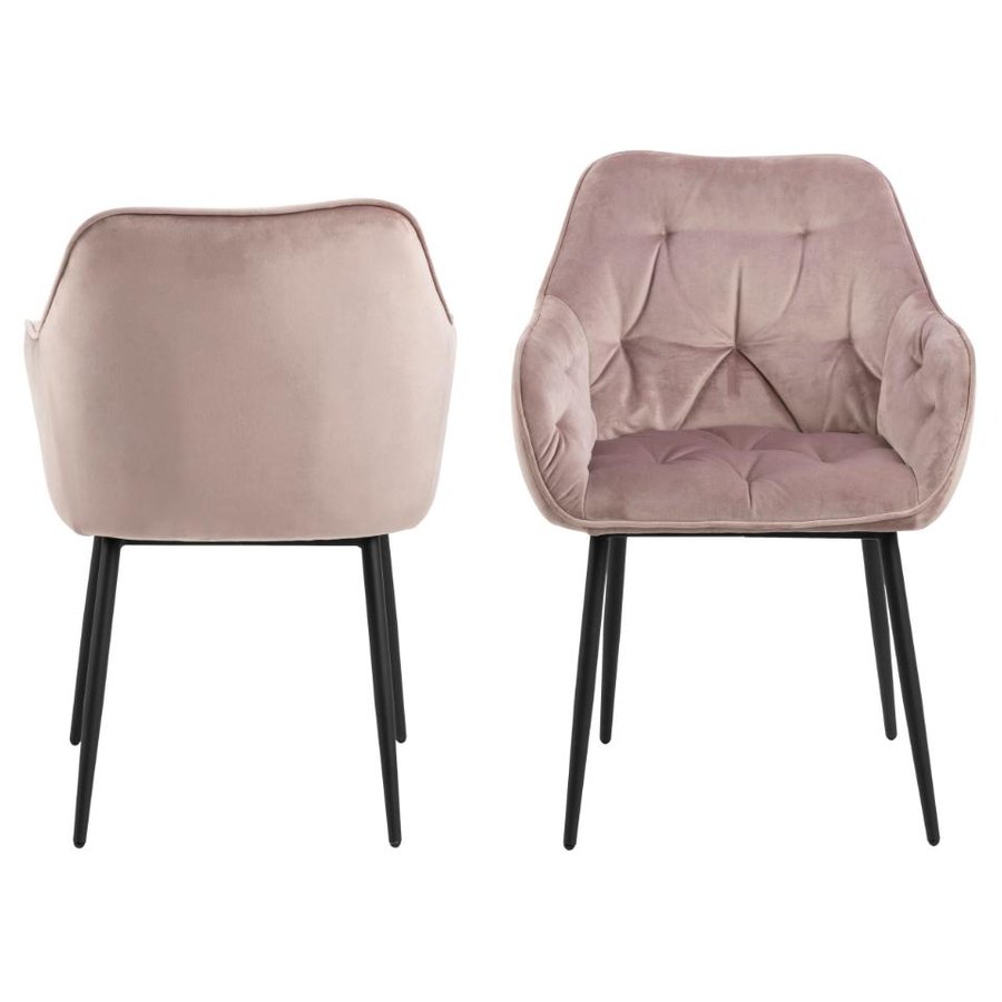 Brooke Spisebordsstol Dusty Rose Stof Armlæn