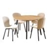 Cadiz Rund Spisebordssæt Egetræ Beige Stof