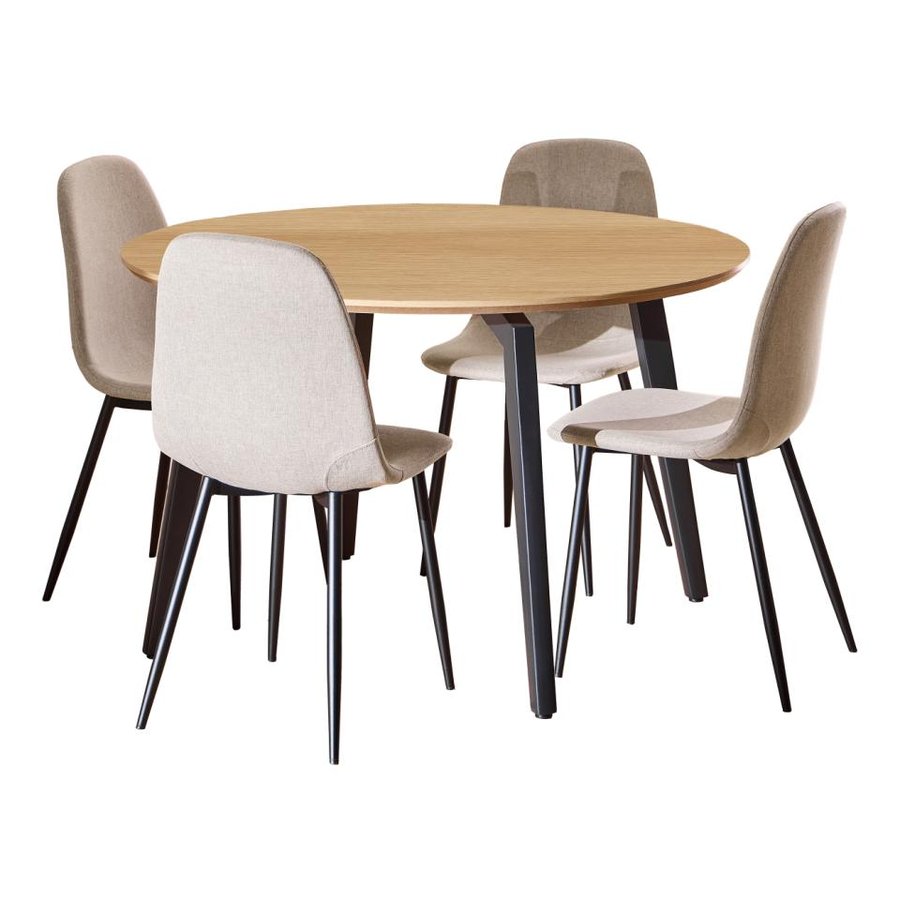 Cadiz Spisebordssæt Egetræ Melamin Beige Stof
