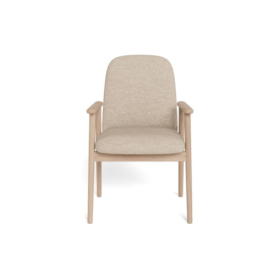 Calvin Spisebordsstol Beige Stof Armlæn Stel